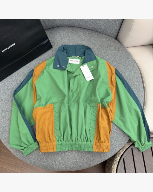 SAINT LAURENT 레트로 배색 바람막이 자켓 오버핏 캐주얼 점퍼 대표 미리보기