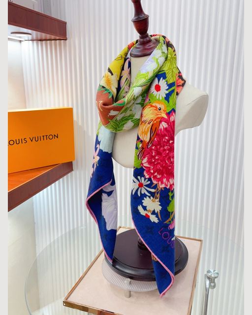 LOUIS VUITTON 플라워 버드 일러스트 빅사이즈 스카프 보태니컬 숄 머플러 대표 미리보기