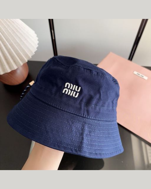 miu miu 로고 자수 코튼 버킷햇 벙거지 모자 대표 미리보기