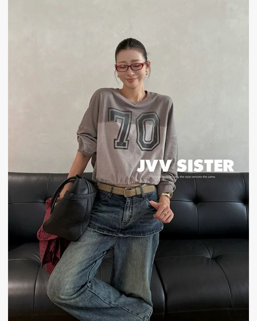 빈티지 70 넘버링 크롭 긴팔 티셔츠 대표 미리보기