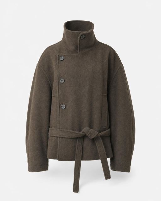 LEMAIR HH1733 브라운 벨티드 하이넥 숏코트 대표 미리보기