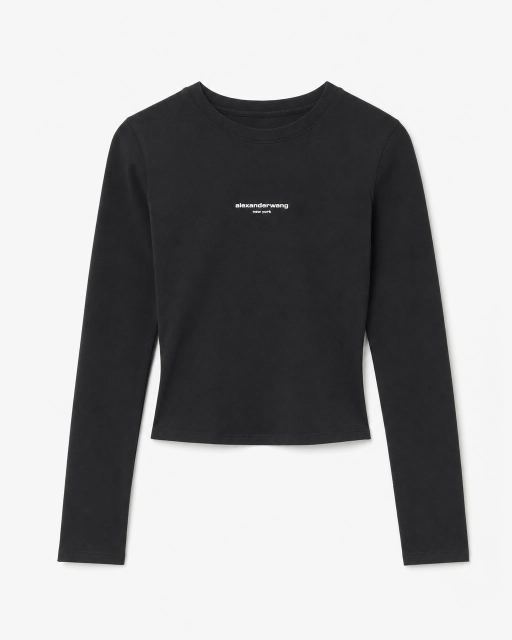 alexanderwang 로고 프린트 긴팔 크롭 티셔츠 대표 미리보기